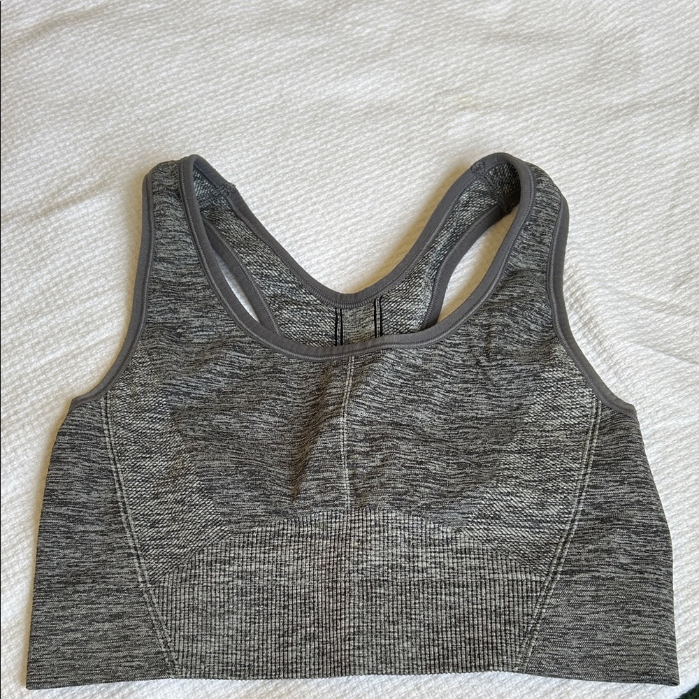 Seamless Grey Racerback Sports Bra - Comfortable Support